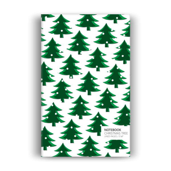Christmas Tree Notebook: White Green Edition (5x8 inches)