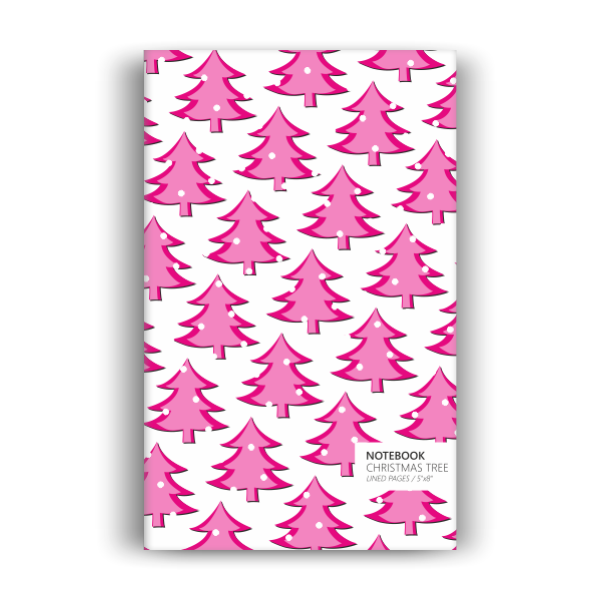 Christmas Tree Notebook: White Pink Edition (5x8 inches)