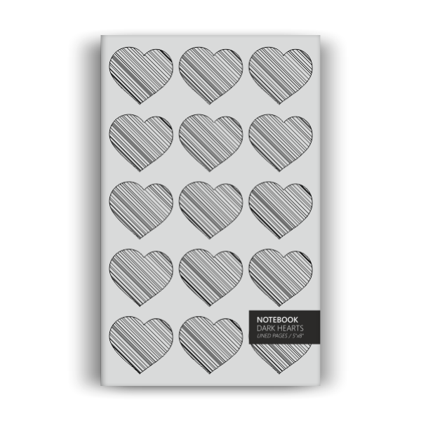 Notebook: Dark Hearts - Grey Edition (5x8 inches)