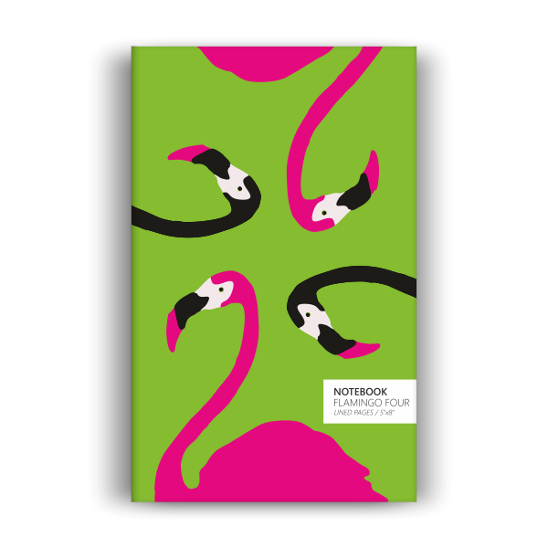 Flamingo Four Notebook: Green Edition (5x8 inches)