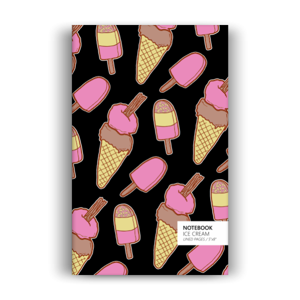 Ice Cream Notebook: Black Edition (5x8 inches)