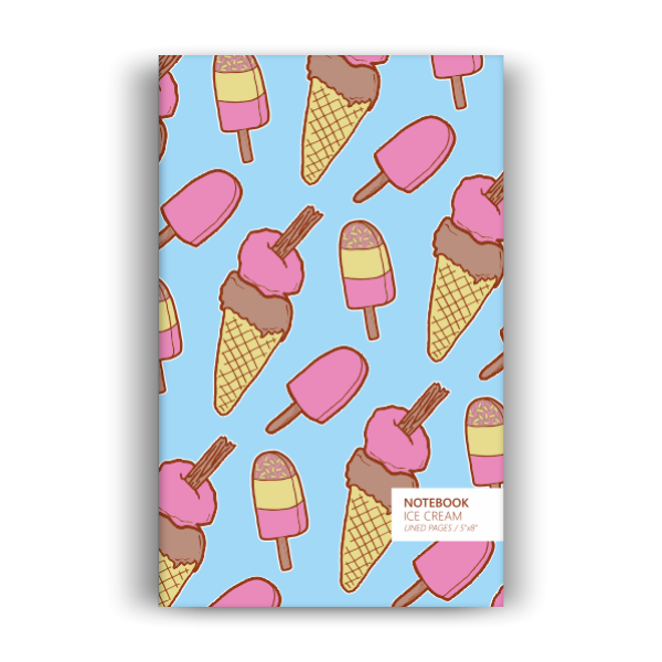 Notebook: Ice Cream - Sky Blue Edition (5x8 inches)