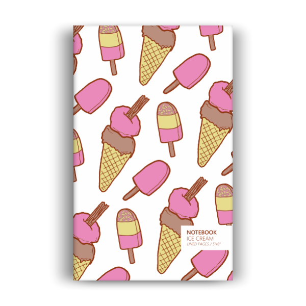 Ice Cream Notebook: White Edition (5x8 inches)