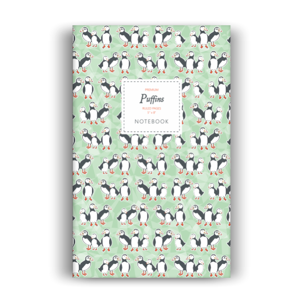Puffins Notebook: Green Edition (5x8 inches)