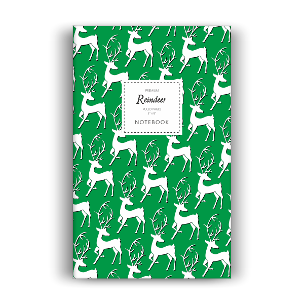 Notebook: Reindeer - Green Edition (5x8 inches)