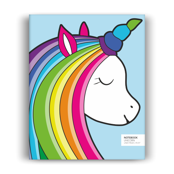 Unicorn Notebook: Blue Edition (8x10 inches)