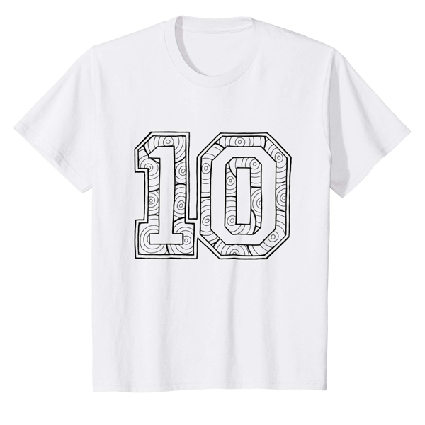 T-Shirt Colouring: Number 10 (Men, Women & Kids)