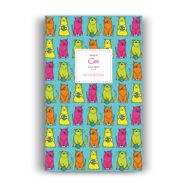 Cats Notebook: Turquoise Edition (5x8 inches)
