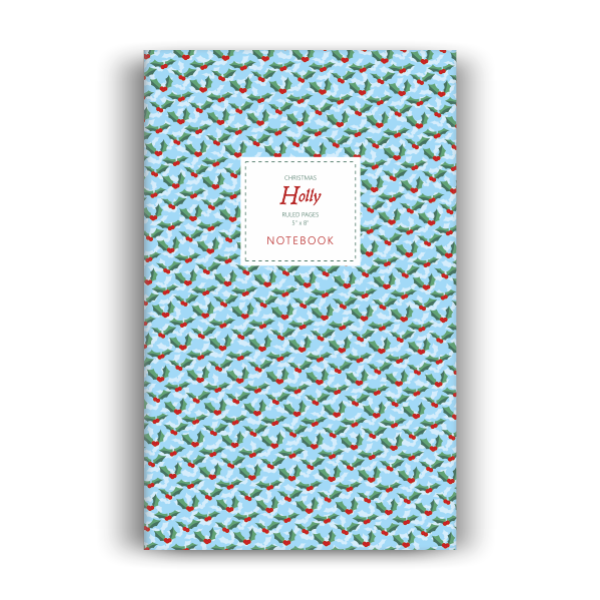 Christmas Holly Notebook: Blue Edition (5x8 inches)