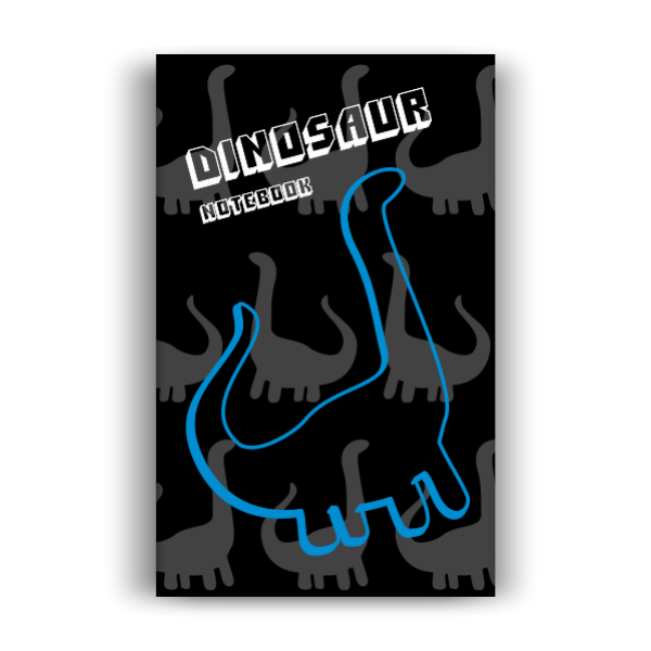 Dinosaur Notebook: Black Blue Edition (5x8 inches)