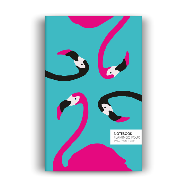Flamingo Four Notebook: Turquoise Edition (5x8 inches)