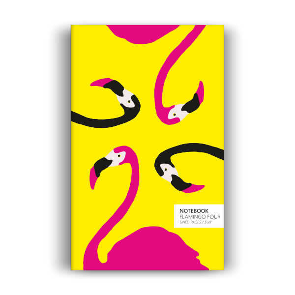 Flamingo Four Notebook: Yellow Edition (5x8 inches)