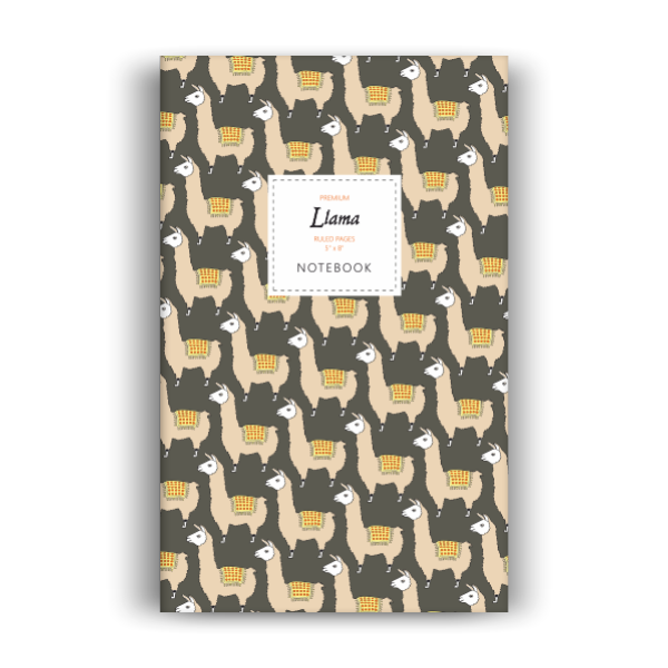 Llama Notebook: Dark Edition (5x8 inches)