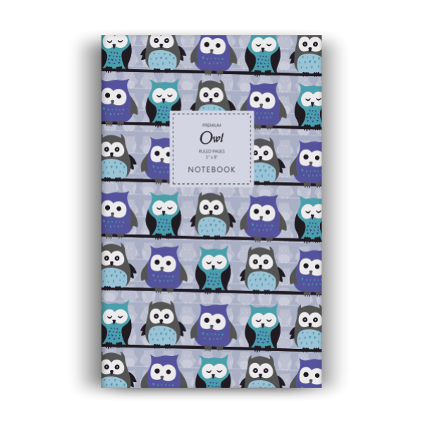 Owl Notebook: Blue Edition (5x8 inches)