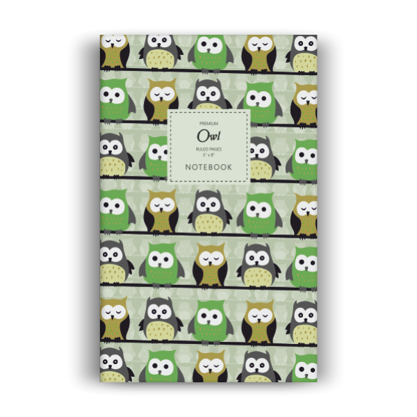 Owl Notebook: Green Edition (5x8 inches)