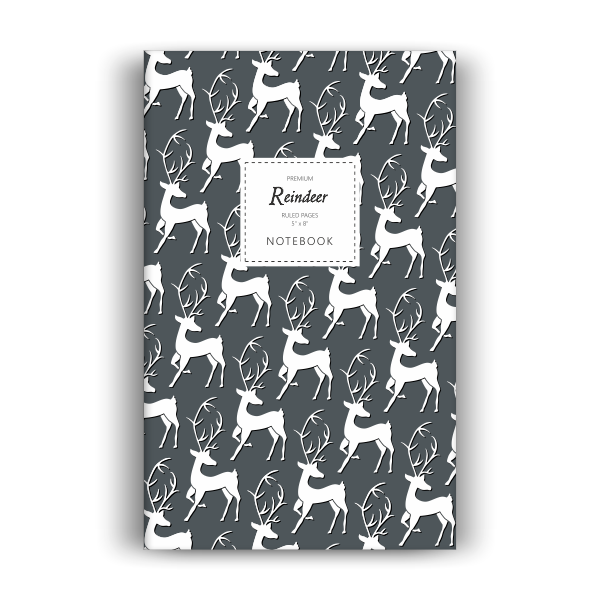 Reindeer Notebook: Dark Edition (5x8 inches)
