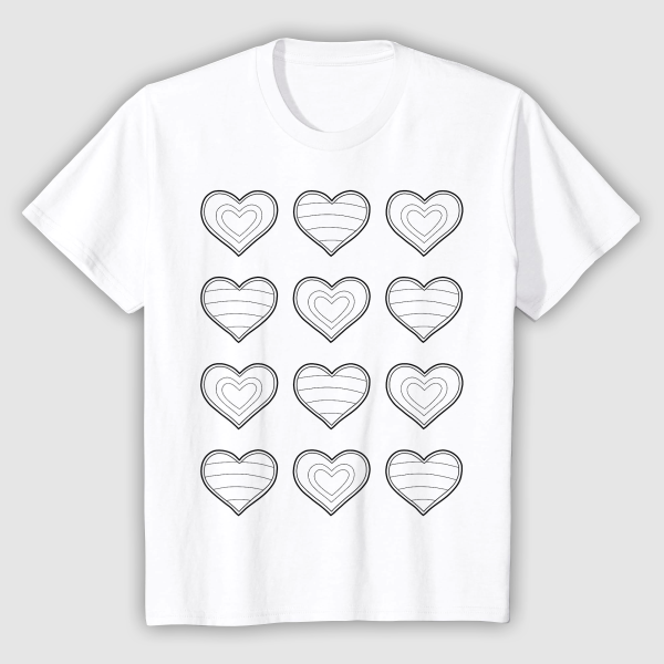 T-Shirt to colour in: Hearts