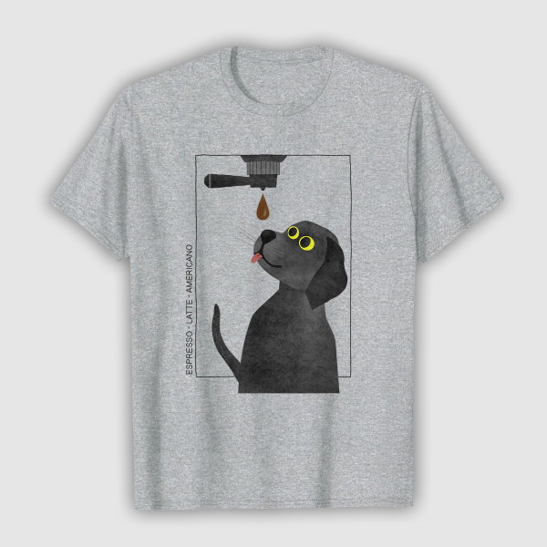Tops & T-Shirts: Caffeine Dog - Coffee Lover (Mens - T-Shirt - Olive Heather)